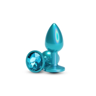Анальная пробка с камушком бирюзовая NS Novelties Rear Assets - Iridescent размер Small 