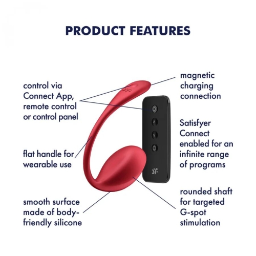 Виброяйцо с пультом управления красного цвета Satisfyer Shiny Petal Connect App - 4