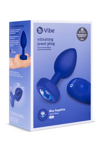 Анальная пробка с камнем и с вибрацией B-Vibe с дистанционным пультом управления для интимных игр синяя - 9