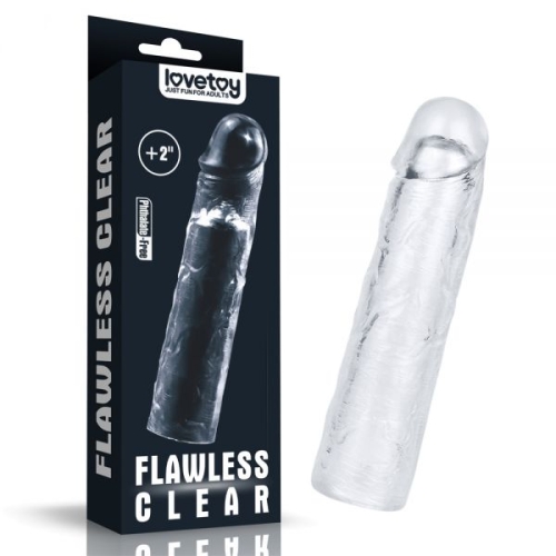 Насадка для члена удлиняющая с закрытой головкой прозрачная Lovetoy Flawless - 1