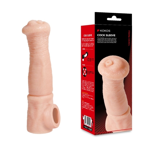 Насадка на член із петлею для мошонки тілесна Kokos Cock Sleeve CS 012 розмір L - 4