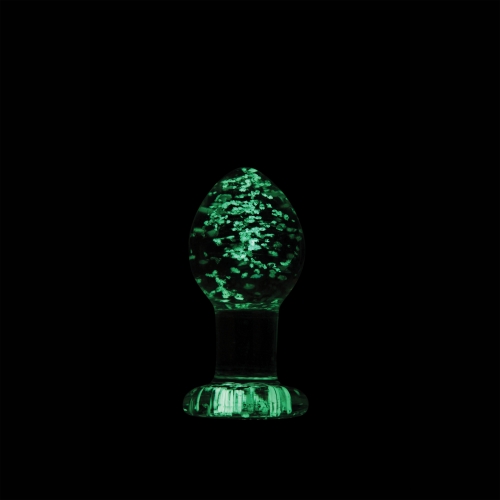 Анальна скляна пробка прозорого кольору що світиться NS Novelties Firefly glass plug medium - 1