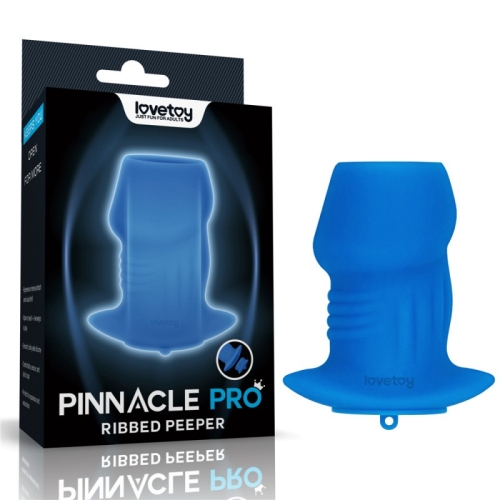Полая анальная пробка ребристая синего цвета Lovetoy Ribbed Peeper Silicone Anal Plug - 1