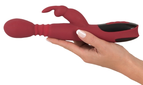 Вибратор для точки G и с отростком для стимуляции клитора с вращением и функцией нагрева красного цвета You2Toys Silicone Rabbit Vibrator - 2