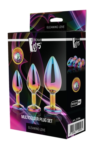 Набор анальных пробок радужных с радужным камнем Dream Toys Gleming Love - 2