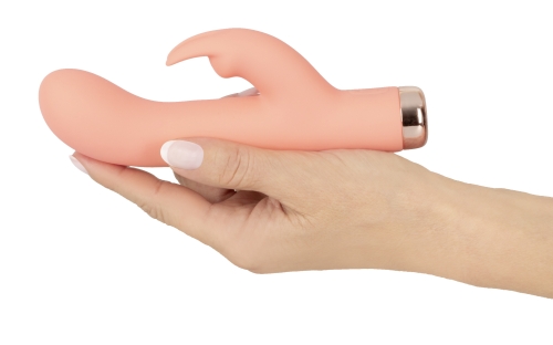 Вібратор для точки G та з відростком для клітора персикового кольору Soft Silicone Mini Rabbit Vibrator - 7