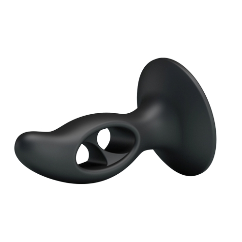 Анальная пробка с отверстиями на присоске силиконовая черная Baile Fabulous Silicone Butt Plug - 4