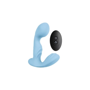 Вибромассажер простаты с рельефом бирюзовый с пультом управления S Pleasures Premium FUZZY