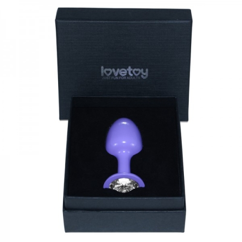 Анальна гладка пробка фіолетова зі стразами Lovetoy - 3