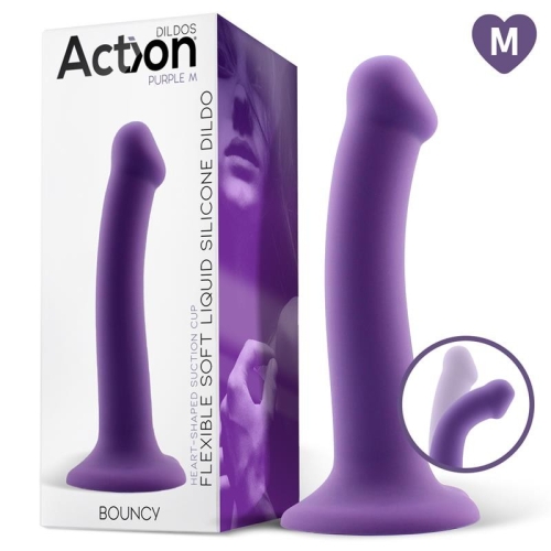 Фаллоимитатор гибкий силиконовый ACTION BOUNCY фиолетового цвета - 1