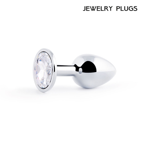 Анальна втулка срібна з металу з кристалом Anal Jewelry Plugs L 72 мм d 28 мм Вага 50г - 2