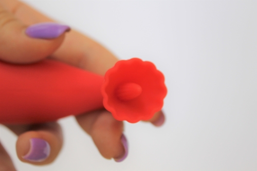 Вібратор силіконовий для клітора з ніжними відростками SWEET TOYS Червоний L 10,5 см d 2, 5x2, 9 см зі знімною вібропулею - 5