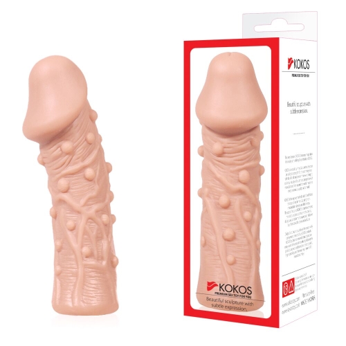 Насадка на член із пухирцями тілесного кольору Kokos Extreme Sleeve ES.06 розмір M - 3