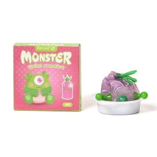 Презерватив розовый с рядом шариков и усиками на кончике Recare Monster Spike Condom 