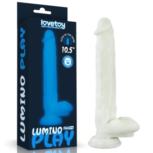 Фаллоимитатор светящийся реалистичный на присоске белого цвета Lovetoy Lumino Play длина 269 мм
