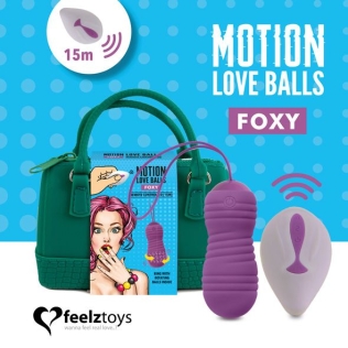 Вагінальні кульки з перловим масажем з пультом ДУ фіолетові FeelzToys Motion Love Balls Foxy