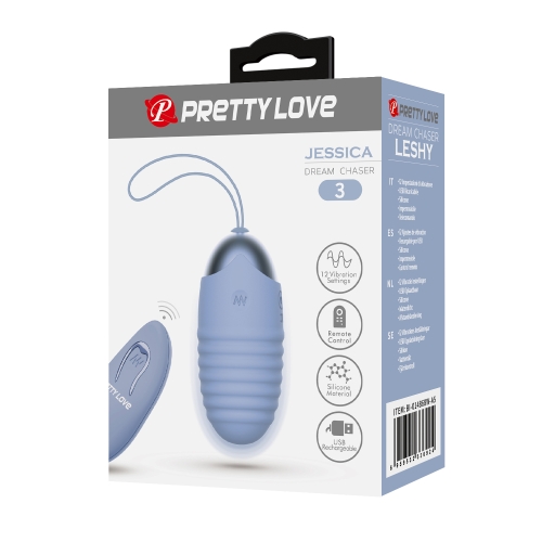 Віброяйце вагінальне з пультом блакитне Lybaile Pretty Love Jessica Dream - 8