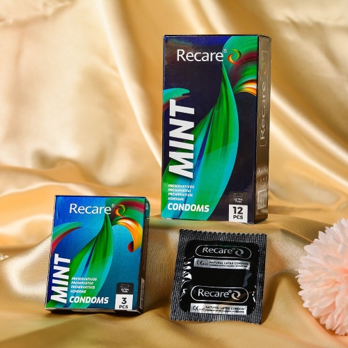 Презервативи ультратонкі аромат м'ята Recare Ultra Thin Mint Condoms Holographic 3 штуки - 6
