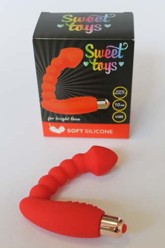 Анальний вібратор зі стимуляцією клітора SWEET TOYS Червоний L 10 см D 19x30 см - 5