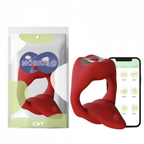 Эрекционное кольцо в виде губ с язычком и вибрацией Licking Tongue Power Ring красный - 1