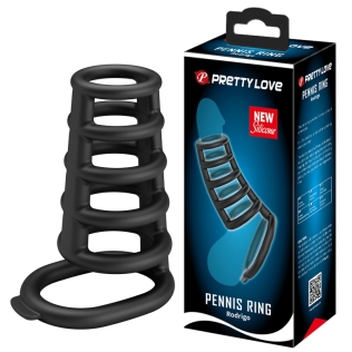 Силиконовая стимулирующая насадка на пенис черная Pretty Love Penis Ring Rodrigo