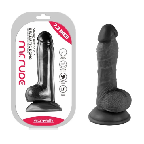 Фаллоимитатор реалистик на присоске Realistic Dong Black Mr. Rude 7.3 черный - 1