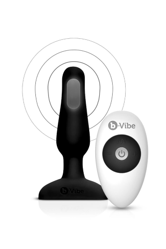Анальна пробка з вібрацією та пультом B-Vibe для еротичних ігор силіконова чорна - 1