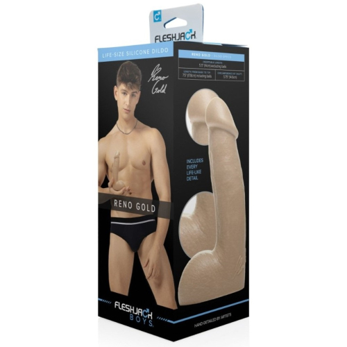 Фаллоимитатор реалистичный порноактера Reno Gold бежевого цвета Fleshlight Fleshjack - 5
