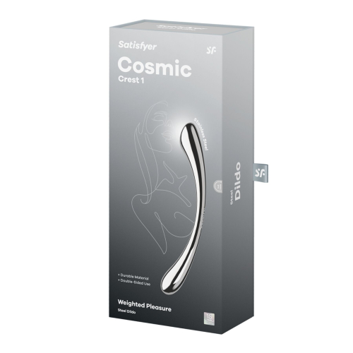 Двухсторонний металлический фаллоимитатор серебристого цвета Satisfyer Cosmic Crest 1 - 5