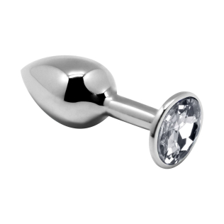 Анальная пробка с прозрачным камнем металлическая Alive Mini Butt Plug L размер