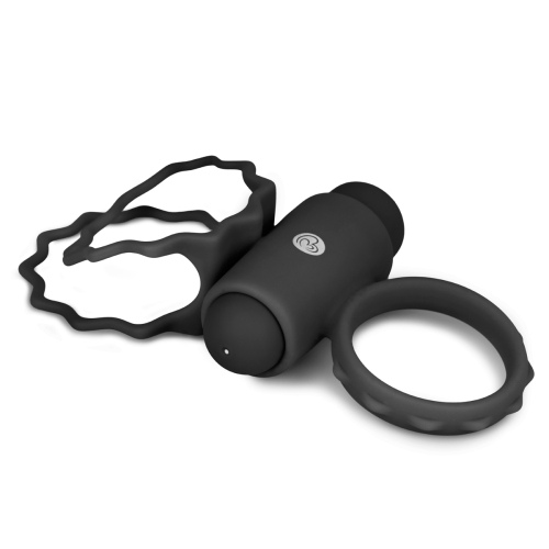 Двойное эрекционное виброкольцо для члена из силикона черное EasyToys - 2