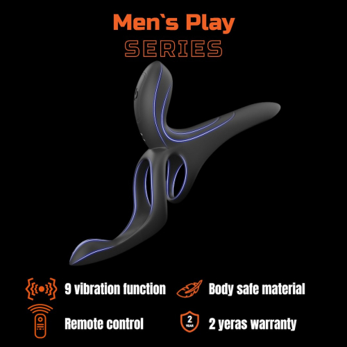 Вібронасадка на член із кільцем для мошонки чорного кольору Erospace Men's Play Vibrating Cock Ring B11 - 2