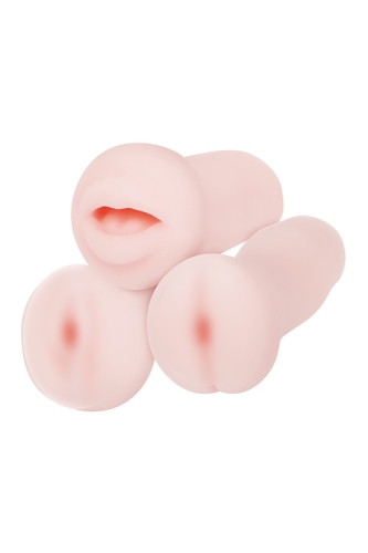 Набір мастурбаторів Вагіна Анус та Рот тілесного кольору Adam &amp;amp; Eve Stroker trio flesh 3 штуки - 1