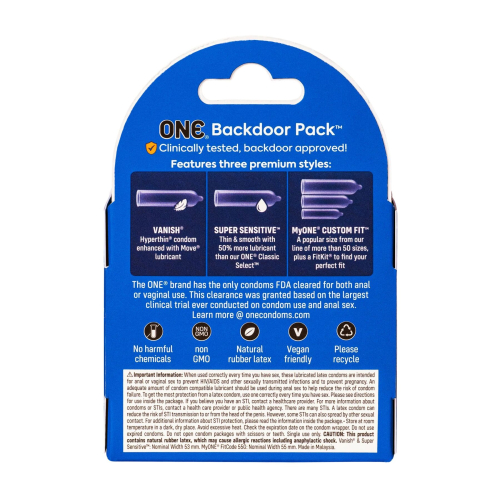 Презервативи з натурального латексу з рясним мастилом ONE Backdoor 3 штуки - 2