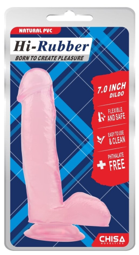 Фалоімітатор 17,5 / 3,6 см на присоску реалістичний рожевий CHISA 7.0 Inch Dildo Pink - 5