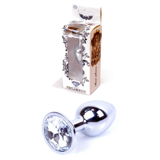 Анальная пробка с камешком серебристого цвета Boss of toys Boss Series Jewellery plug размер S