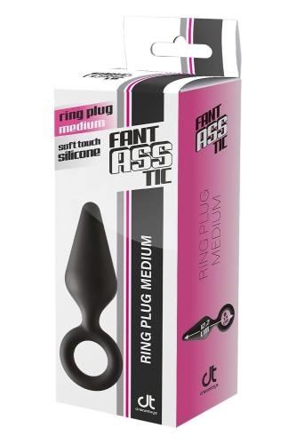 Анальная пробка с кольцом черная Dreamtoys FANTASSTIC размер Medium - 5