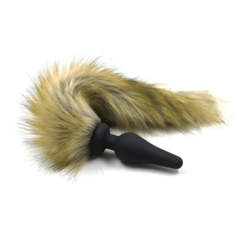 Анальний силіконовий затор з коричневим пухнастим хвостом Flirting Tail Wool - 1