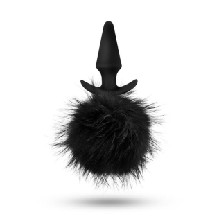Анальная пробка с хвостиком черного цвета Blush Pom plugs 