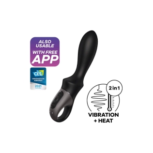 Силіконовий вібростимулятор з управлінням зі смартфона чорний Satisfyer Heat Climax