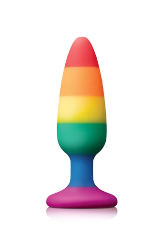 Анальна силіконова пробка на присосці кольорового кольору NS Novelties Colours pride edition довжина 100 мм - 1
