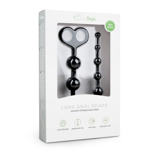 Анальные шарики длинные черные EasyToys - 5