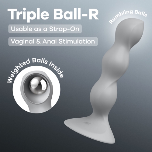 Анальный стимулятор-бусины на присоске серого цвета Satisfyer Triple Ball-R - 7