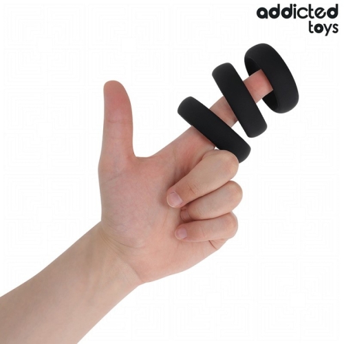 Набор эрекционных колец на член силиконовых черного цвета Addicted Toys Set Flat Silicone Rings - 2