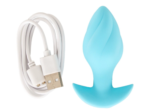 Анальная вибропробка синяя Soft Silicone Vibrating Mini Butt Plug - 3