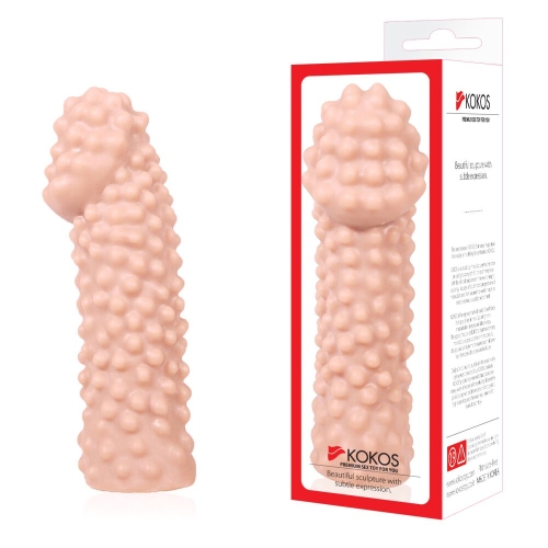 Насадка на член із стимулюючим рельєфом тілесного кольору Kokos Extreme Sleeve ES.10 розмір M - 4