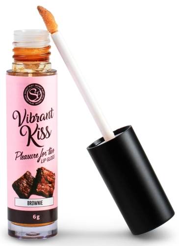 Блиск для губ з ефектом вібрації зі смаком брауні Secret Play Vibrant Kiss, 6 грам - 2