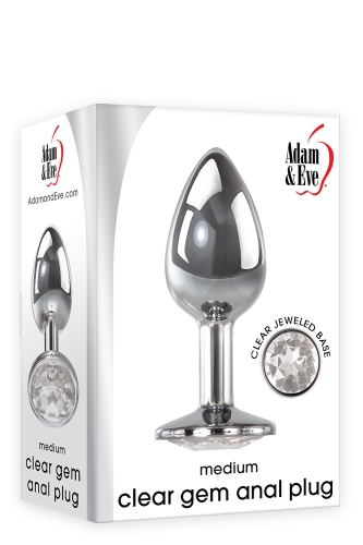 Анальная пробка с камушком серебристого цвета Adam &amp;amp; Eve Anal plug medium - 4