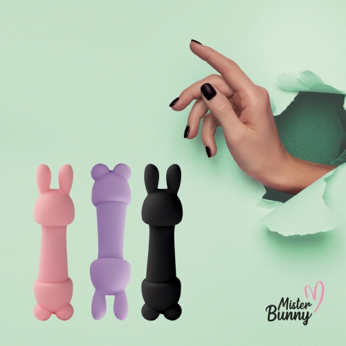 Міні-вібратор для стимуляції клітора з двома насадками рожевий FeelzToys Mister Bunny - 6