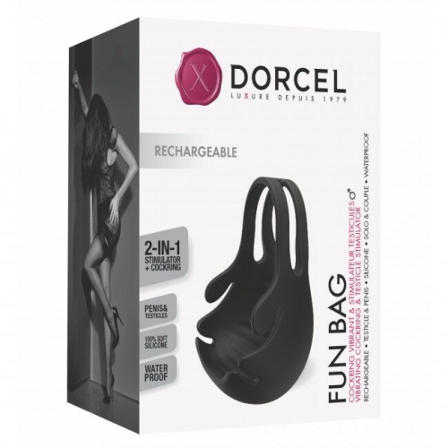 Ерекційне кільце для пеніса з вібро стимуляцією мошонки Dorcel FUN BAG - 8
